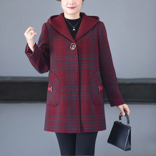 女装 200斤毛呢大衣外套中老年时尚 特体加肥加大码 胖妈妈秋冬新款