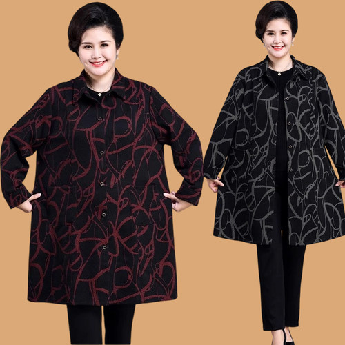 胖妈妈200斤风衣外套加肥加大