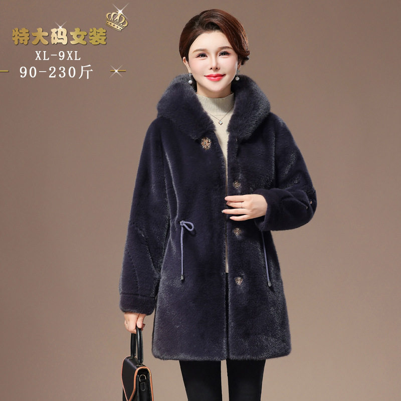 中老年时尚女装仿皮草外套冬装