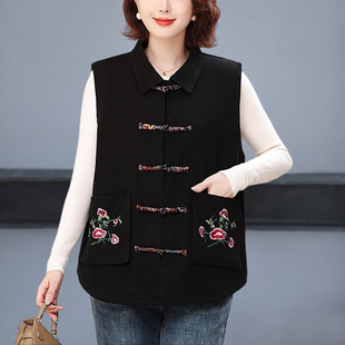200斤胖妈妈春秋装马甲中老年女装特大码老人上衣马夹坎肩中国风