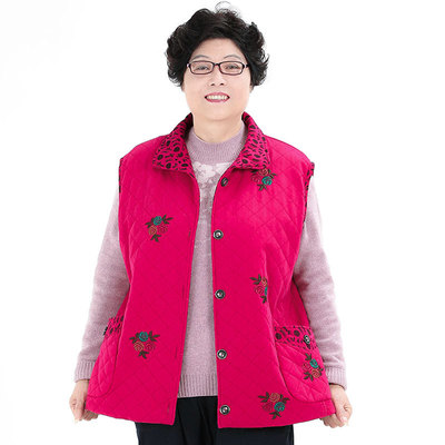 胖妈妈背心夹棉加厚坎肩马甲
