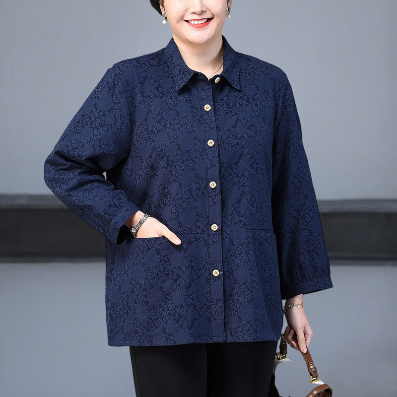 中老年人春秋装上衣加肥加大码女装衬衫300斤胖妈妈宽松200斤外套