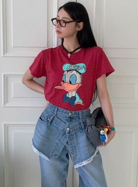 现bubble韩代tara by motion东大门春款卡通印花短袖T恤实体秒发