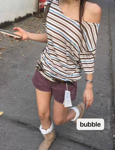 现bubble韩代tempting 春款 时髦混搭个性 纽扣低腰短裤实体秒发