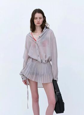 现～bubble韩代londonflat春新款时尚衬衫+屁帘两件套实体秒发