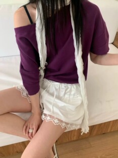 现bubble韩代tempting韩国东大门松紧腰蕾丝边休闲短裤实体秒发