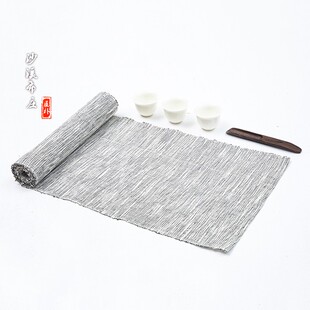 日式手工干泡茶席布麻类桌布浅色古风装饰禅意茶席 苎麻桌旗