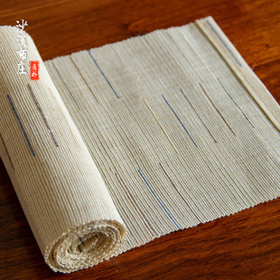 中式手工干泡茶席布麻类桌布浅色古风装饰禅意茶席苎麻桌旗