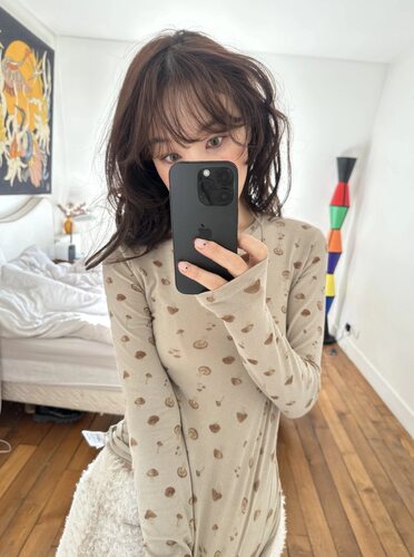 韩国fletta秋冬新款甜美可爱蘑菇长袖T恤女内搭打底衫上衣
