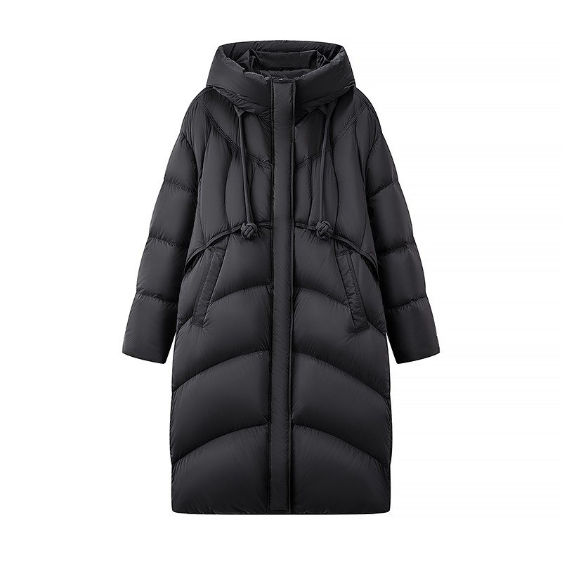 【富婆节】晶岩中长款白鸭绒羽绒服女95%连帽保暖外套冬季-7058