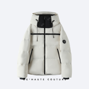 【格格来了】黑尊90鹅绒服男女连帽短款保暖冬季外套情侣款-8069