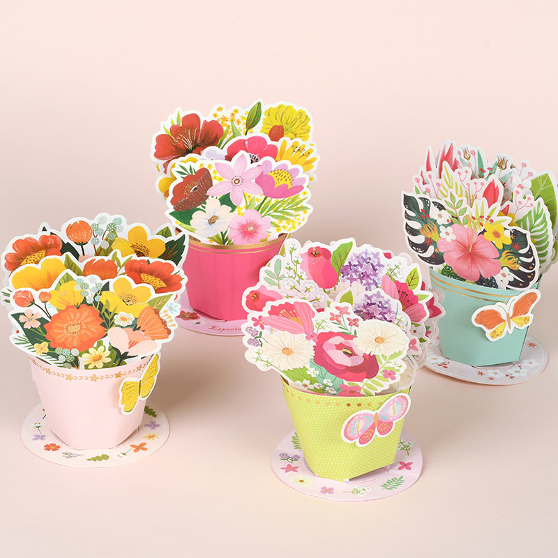 母亲节花束3d立体鲜花贺卡含信封 创意高级感ins风教师节送老师感谢