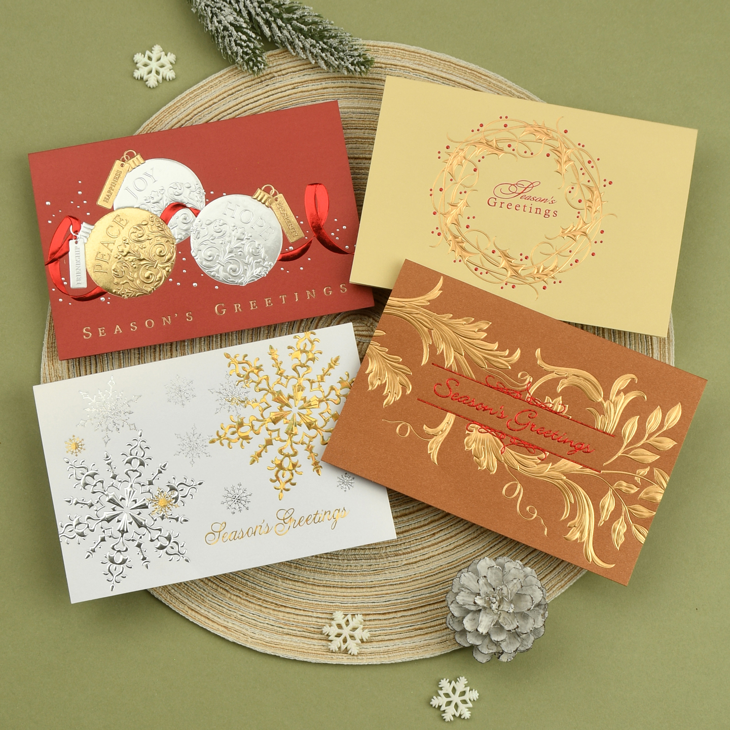 商务烫金圣诞卡贺卡带信封定制