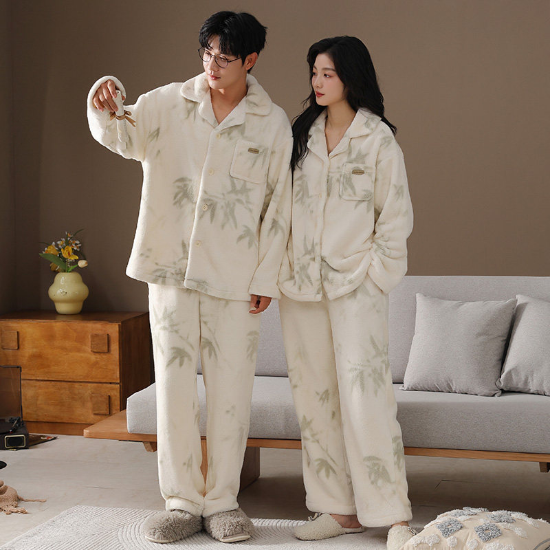2025新款情侣睡衣冬季天一男一女款珊瑚绒加绒加厚蓄热保暖家居服