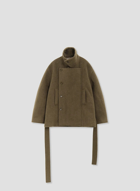 FOREVERCAN“佐治亚”复古双排扣高比例羊毛呢大衣外套 SC22398