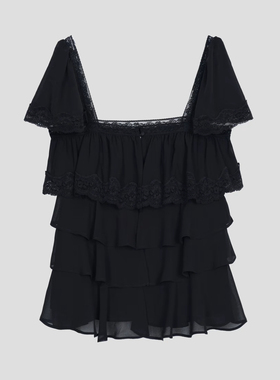 SSAVAGE“夜莺蔷薇”浪漫层叠立体荷叶边短袖上衣 SS90781