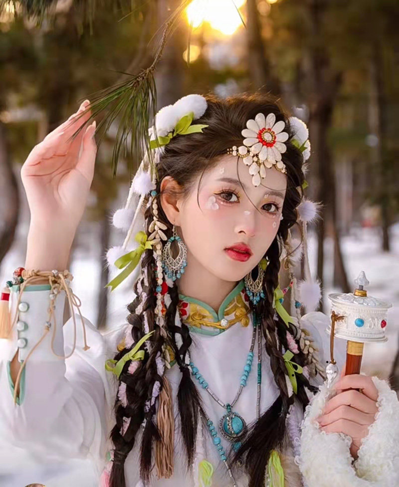 手工制作云南民族风编花长款项链额饰异域藏族两用发带超仙旅拍头