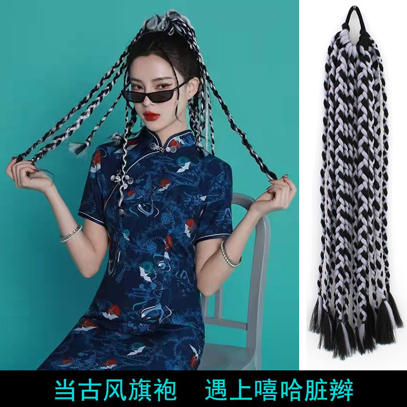 脏辫假发马尾彩色渐变假辫子女麻花辫街舞嘻哈欧美脏脏辫潮辫