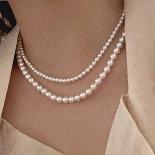 925银高品质强光进口施家珍珠法式 GAO阶时髦 时髦气质项链毛衣链