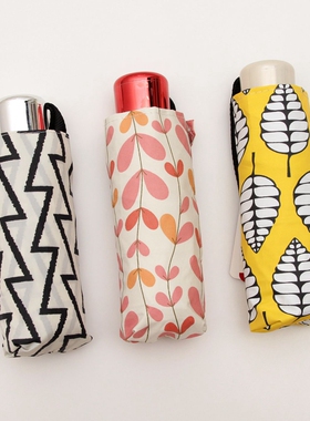 ins韩国可爱叶子五折迷你太阳伞防紫外线遮阳伞黑胶超轻防晒UPF50