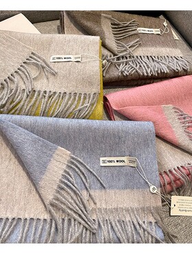 ins澳洲羊毛wool韩版双面小清新撞色拼接保暖围巾女学生情侣围脖