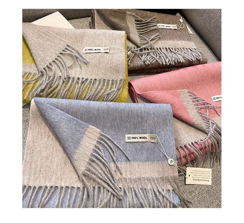 冬季ins风格子男女保暖围巾撞色