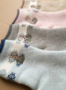 日系秋冬保暖彼菲兔毛圈女袜兔羊毛加厚保暖袜子可爱小兔子民族风