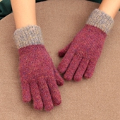 ins日本马海毛羊毛段染渐变色加厚保暖手套触屏女冬户外骑车防寒