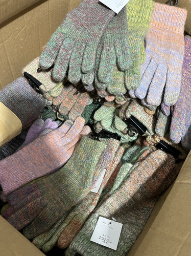 渐变色马海毛冬季保暖手套五指触屏不加绒冬季保暖少女心防寒分指