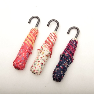 出口日本轻量小弯钩150克碎花文艺太阳伞遮阳伞UPF50防遮阳伞森女