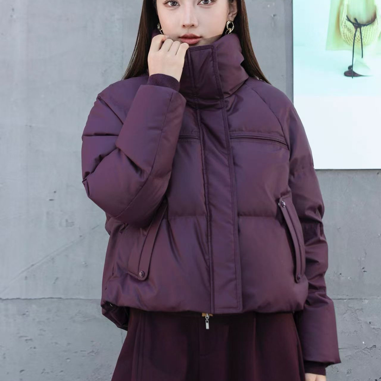 商场正品短款羽绒服女2025冬季新款蛋白皮小个子保暖白鸭绒外套