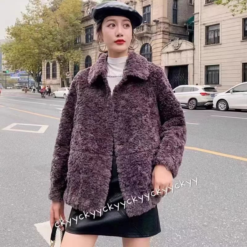 商场正品2026冬新款宽松软糯保暖女士百搭皮毛一体羊羔绒毛外套