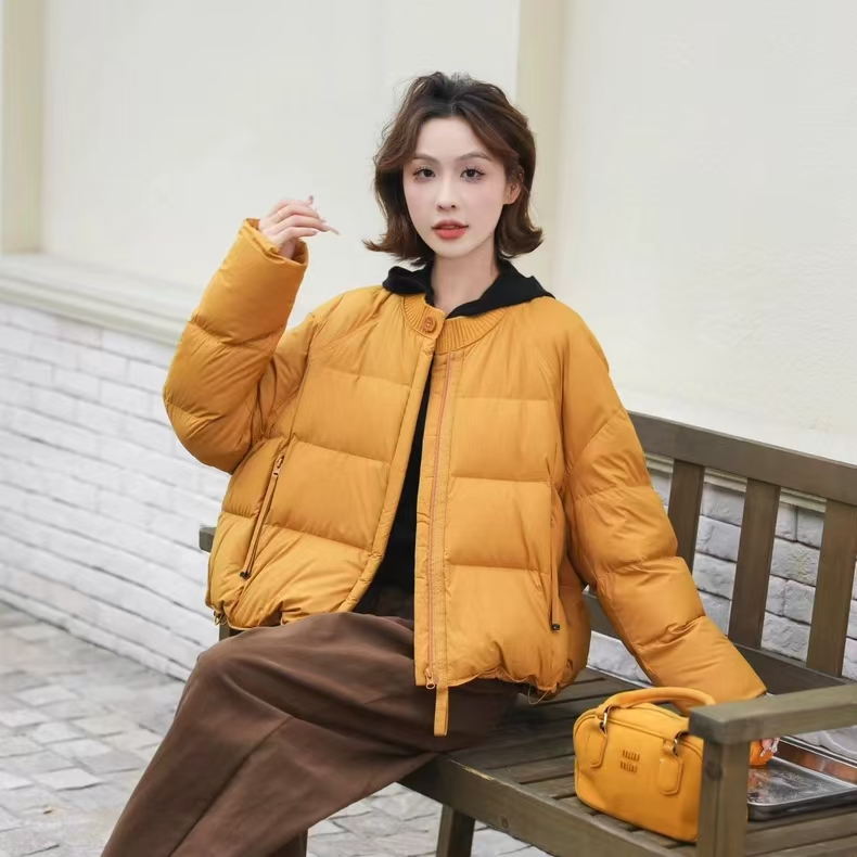 衣佳佰分5806针织领短款羽绒服女冬季白鸭绒保暖时尚百搭泡芙外套