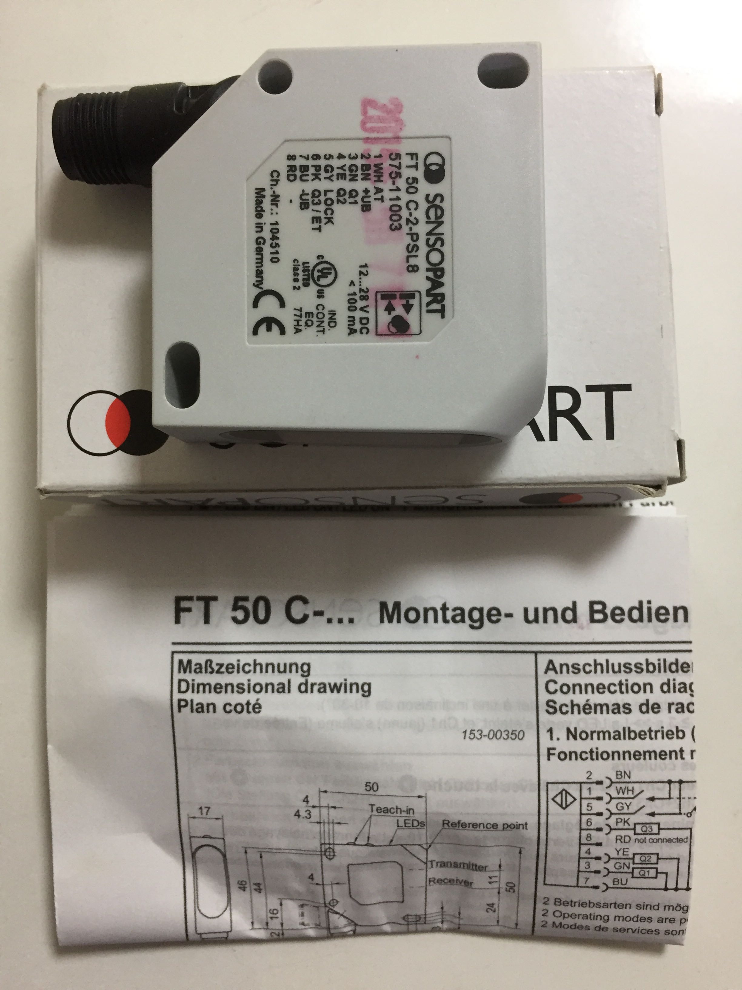 FT 50 C-2-PSL8全新德国森萨帕特SensoPart光电传感器色标传感器