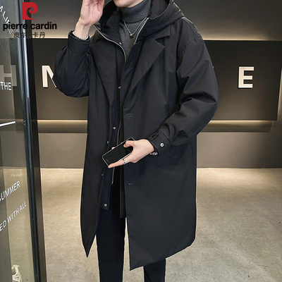 皮尔卡丹长款羽绒服男2025新款连