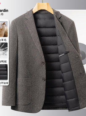 皮尔卡丹羊毛西服男秋冬季高端商