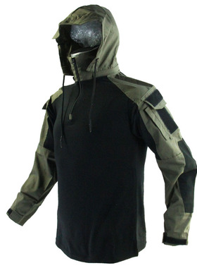 犀兕合甲黑色军绿拼色长袖战术T恤GEN3改款战斗上衣YKK风帽可拆