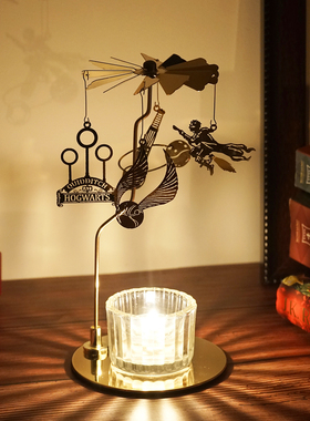《魁地奇》旋转烛台走马灯哈利波特霍格沃兹周边蜡烛杯托底座摆件