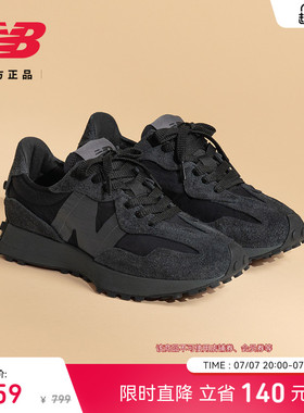 V头鞋 | New Balance NB官方正品男女黑色轻便运动休闲鞋U327WCD