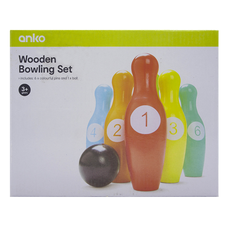 Anko wooden bowling婴幼儿童健身木质保龄球亲子互动益智玩具