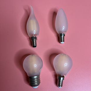 磨砂led灯泡爱迪生灯丝节能灯护眼奶白吊灯蜡烛灯泡暖白光E27E14