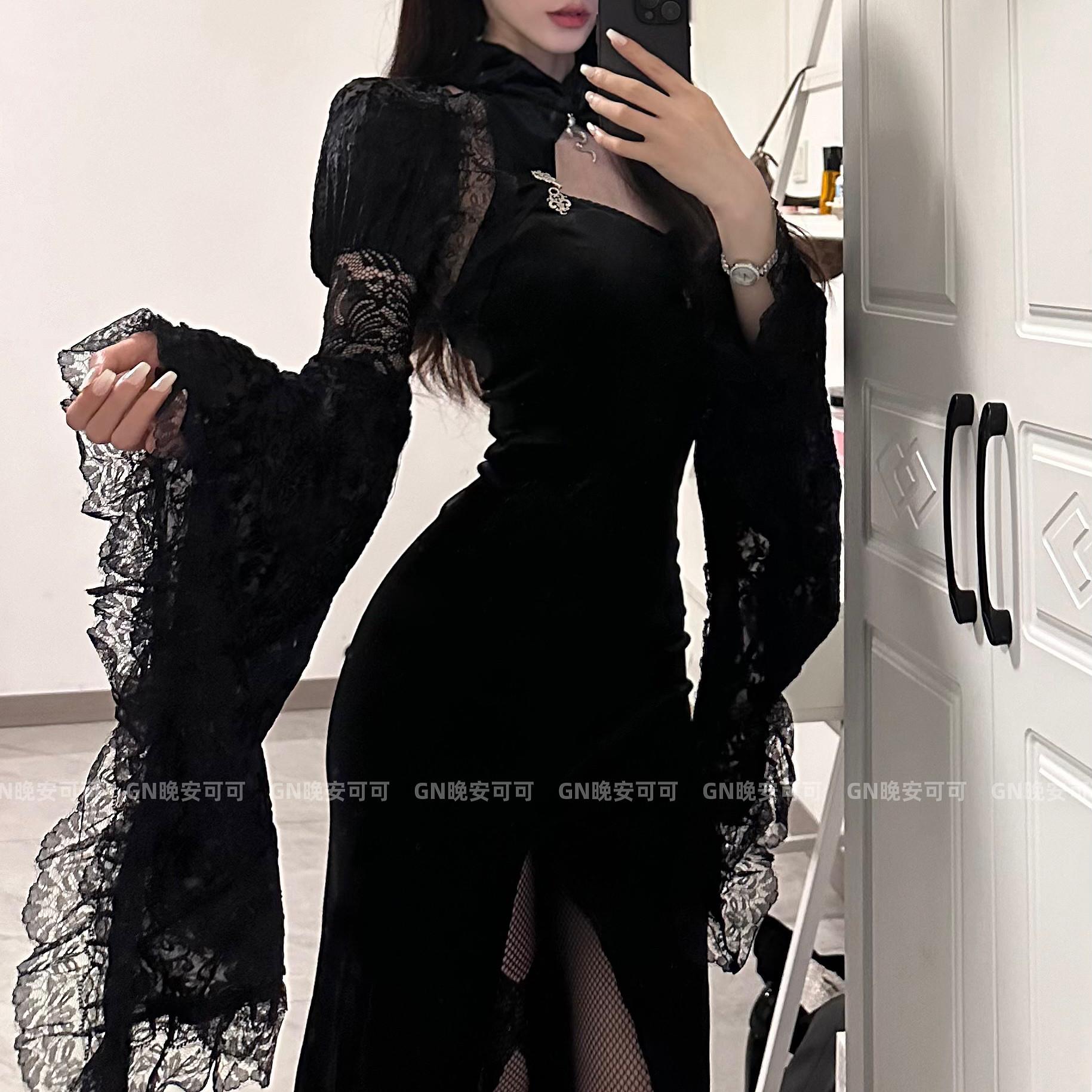哥特宫廷风丝绒蕾丝小披肩Lolita旗袍套装坎肩斗篷罩衫性感上衣女