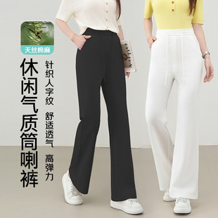 株洲和顺圣服饰亚麻筒喇裤女2026夏季新款系带松紧腰显瘦薄款休闲