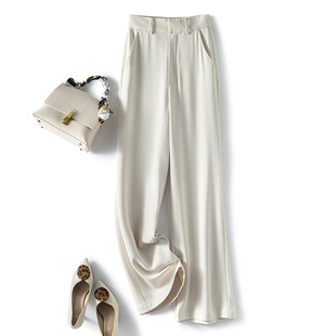 上海潍上服饰春夏新款坠感高腰阔腿裤女直筒雪纺长裤宽松提臀拖地