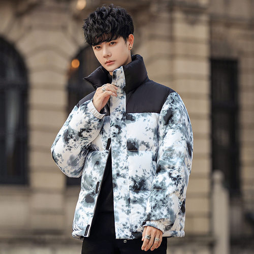 石狮市独登者服饰有限公司羽绒服男短款潮牌立领拼色外套可二开