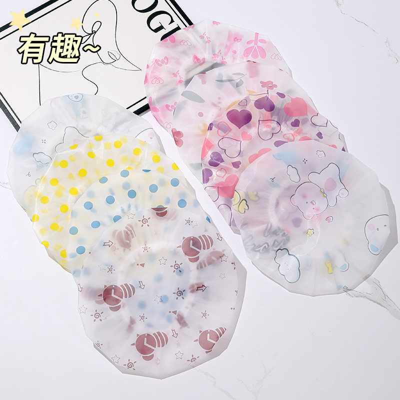 高档彩色印花浴帽 田园风格防水印花浴帽 蕾丝边厨房防油污淋浴帽