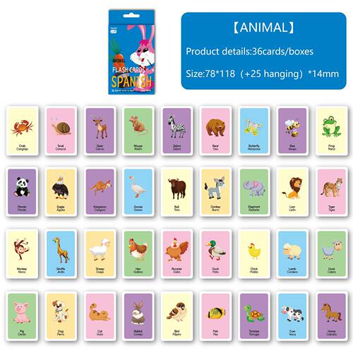 跨境西班牙语英语Flashcard字母动物闪卡水果数字身体早教启蒙