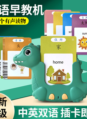跨境汉语英语启蒙Flashcard有声闪卡动物水果字母中英恐龙插卡机