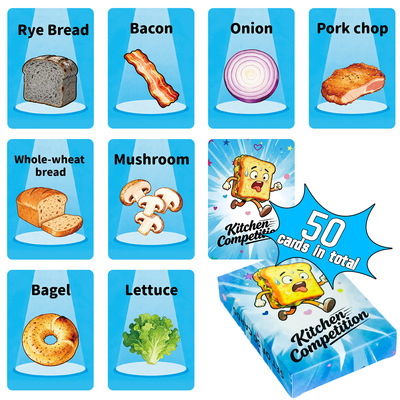 跨境英文启蒙Flashcard拍拍汉堡桌游卡牌食物闪卡亲子互动游戏卡