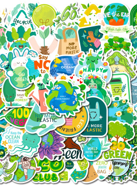 跨境英文sticker保护地球贴纸环境大自然绿色公益宣传贴纸
